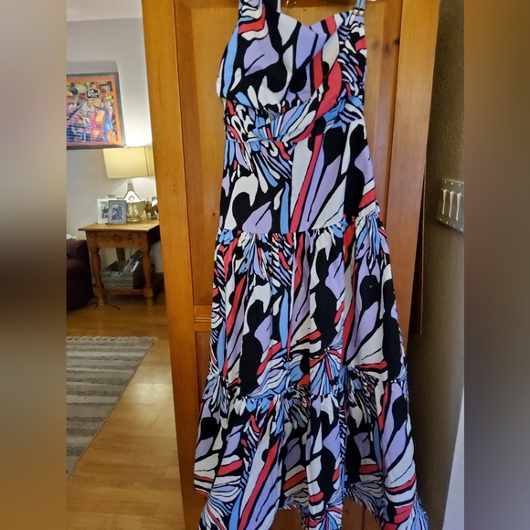 Anthropologie Dresses & Skirts - Anthropologie Maeve On Shoulder Printed Mine Dress Size M EUC